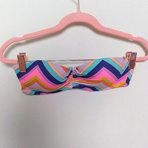 Victoria's Secret Strapless Rainbow Chevron Bikini Top Size 34C